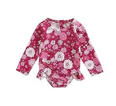 Merqwadd Toddler Baby Girl Swimsuit Rash Guard Long Sleeve One Piece Swimwear Bathing Suit for 1-... | Amazon (US)