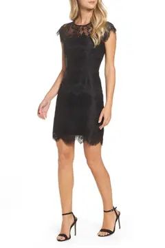 Lace brings timeless romance and femininity to a fitted sheath dress topped with an illusion neck... | Nordstrom