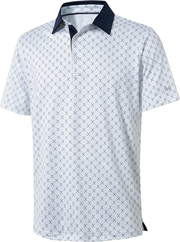 Golf Shirts for Men Dry Fit Short Sleeve Print Performance Moisture Wicking Polo Shirt | Amazon (US)