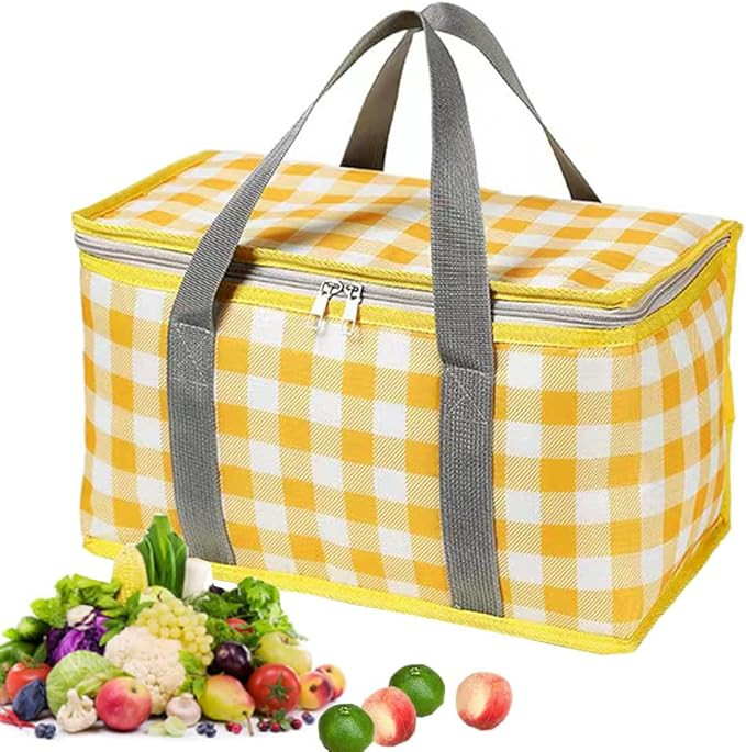 Insulated Reusable Food Picnic Bag Beach Bags, Cooler Bags with Zippered Top -for Hot or Cold,Pic... | Amazon (US)