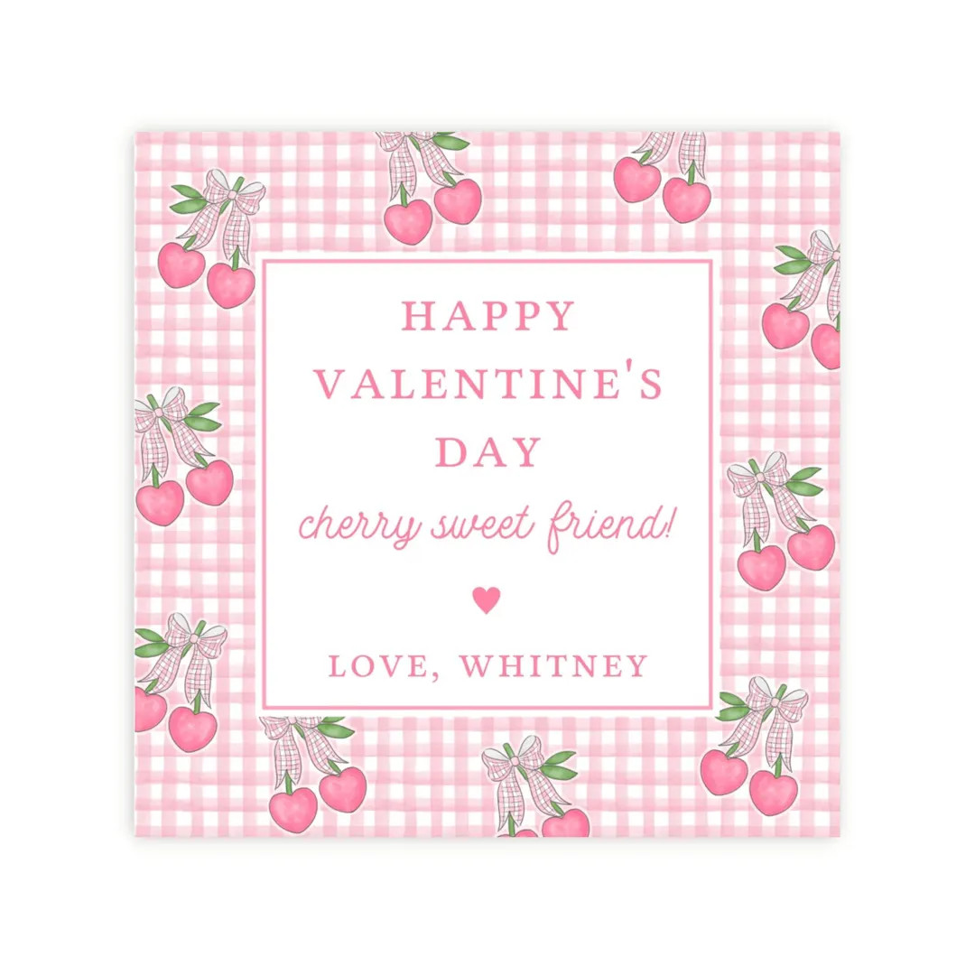 Printable Cherry Valentine Tag, Cherry Heart Valentine, Coquette Valentine, School Valentines, Va... | Etsy (US)