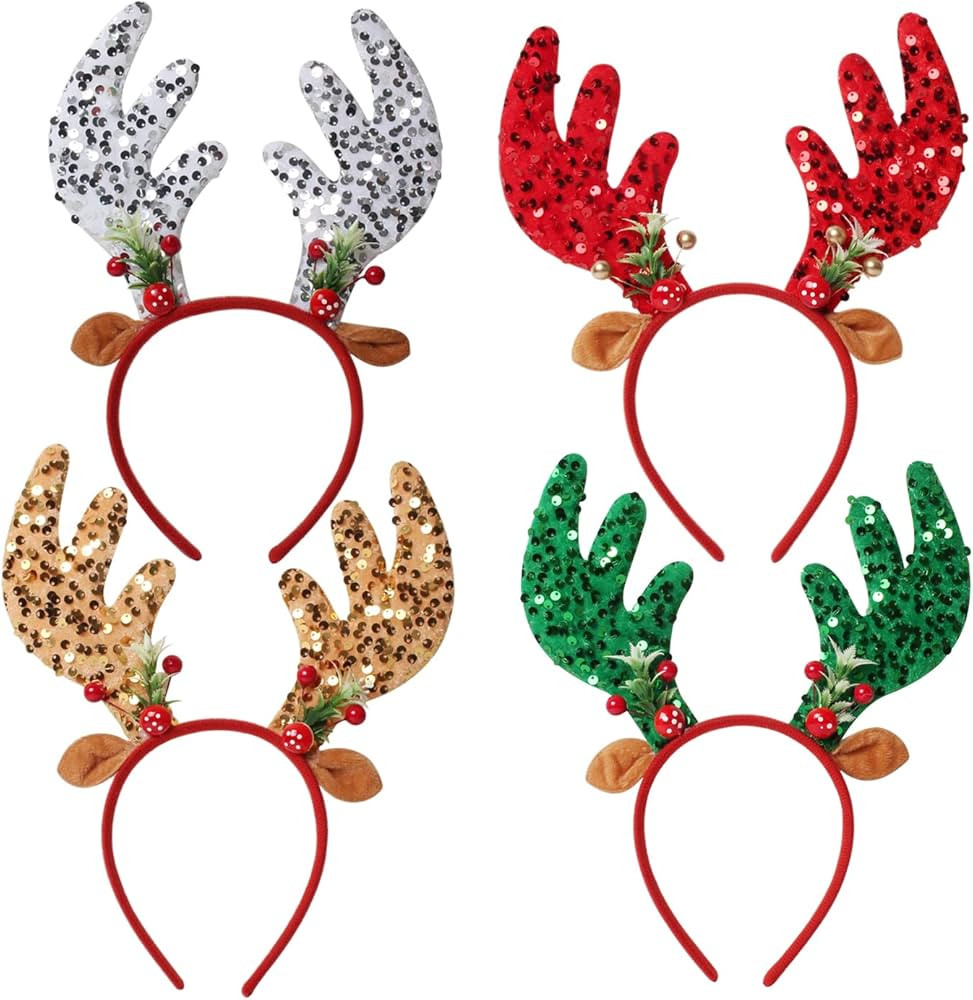 Antlers Headband Christmas Headbands Cute Reindeer Headband for Christmas Holiday Party Deer Hair... | Amazon (US)