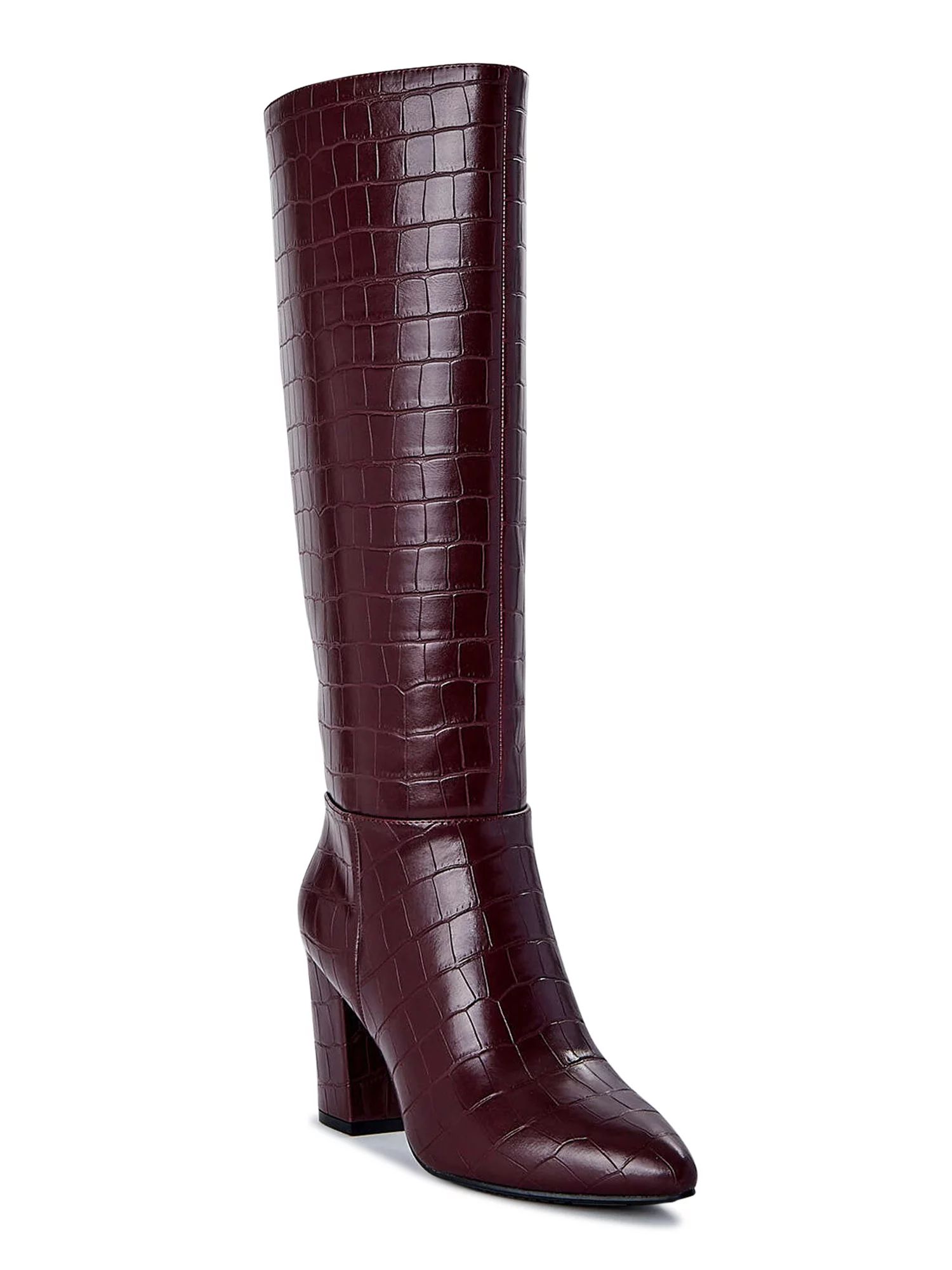 Scoop Women's Stove Pipe Knee High Croco Boots - Walmart.com | Walmart (US)