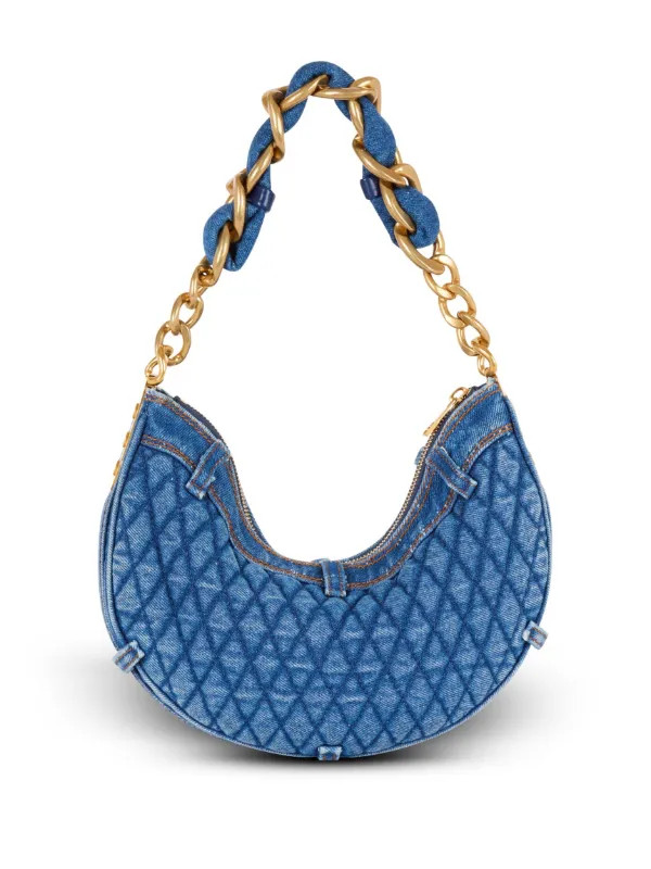 Balmain 1945 Soft Moon Denim Shoulder Bag | Blue | FARFETCH BR | Farfetch (BR)