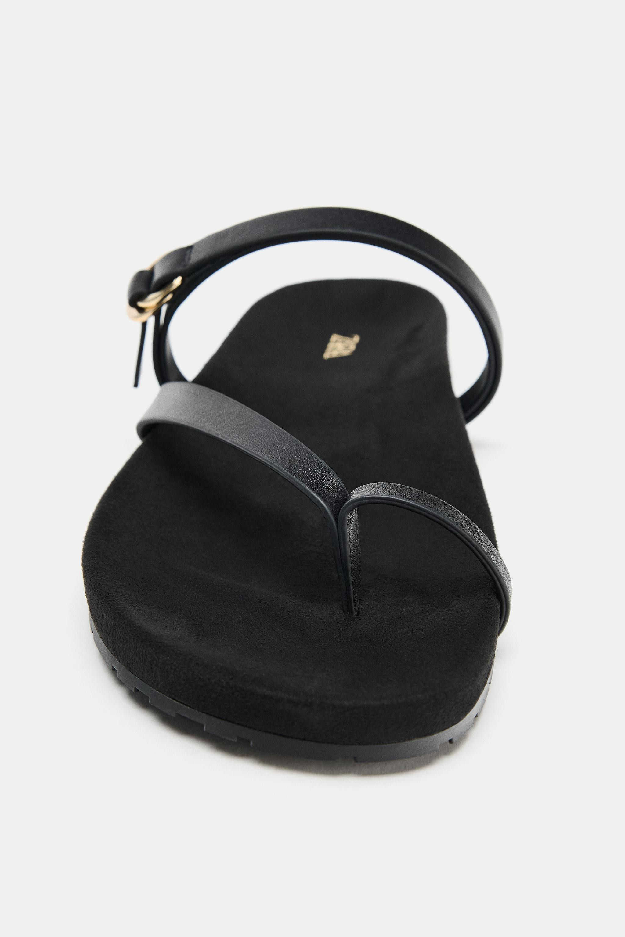 FLAT LEATHER STRAP SANDALS | Zara US