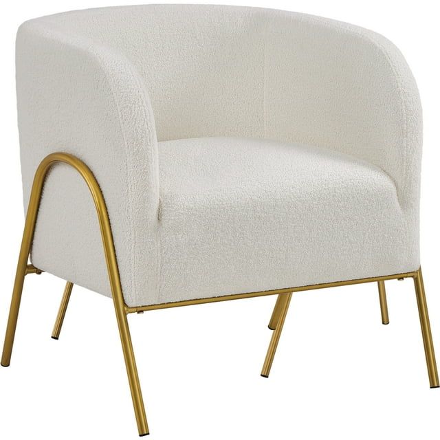 Yaheetech Contemporary Boucle Barrel Accent Chair for Living Room,Ivory | Walmart (US)