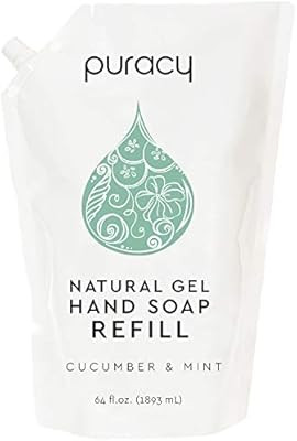Puracy Natural Gel Hand Soap Refill, Cucumber & Mint, Germ-Fighting Liquid Hand Wash, 64 Ounce | Amazon (US)