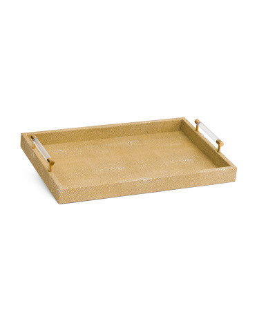 21.75x14 Faux Shagreen Acrylic Metal Handle Tray | Marshalls