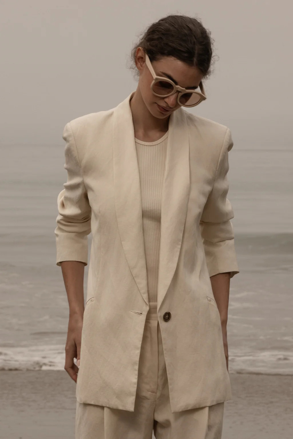 Zelda Blazer - Ivory Silk & Hemp | Heidi Merrick