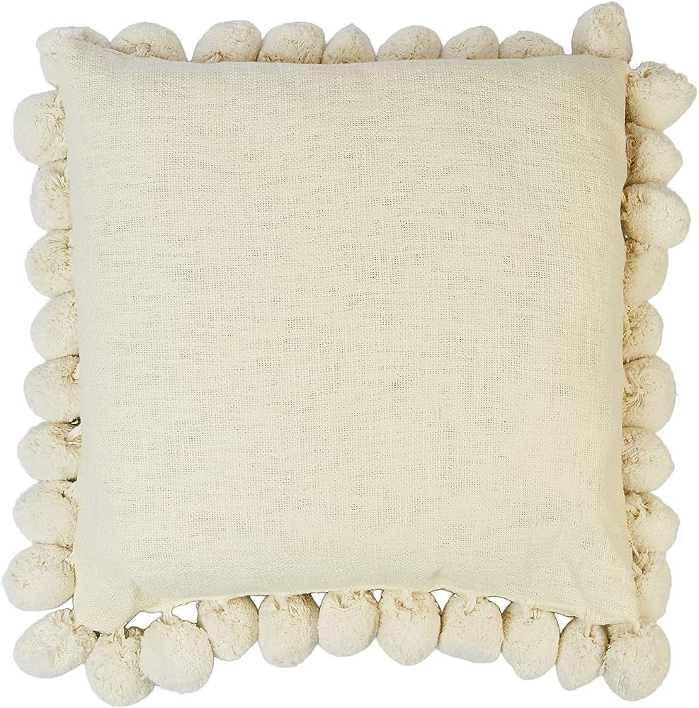 Elise & James Home 18x18 Hunnington Big Pompom Decorative Pillow 18'' X 18'' Ivory | Amazon (US)
