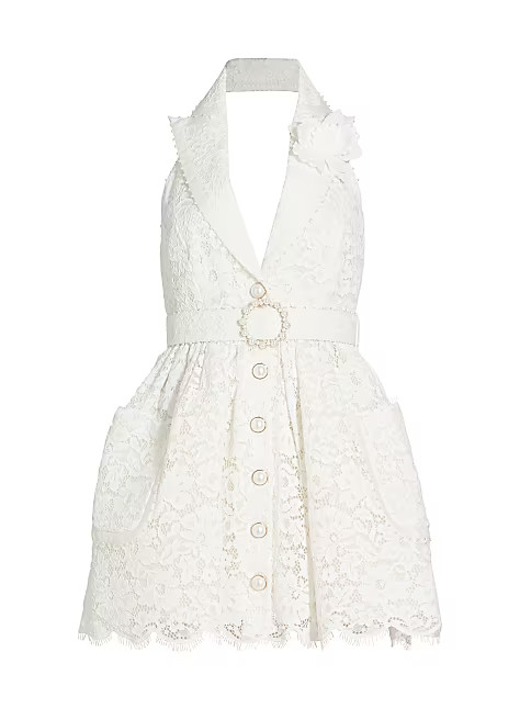 High Tide Tuxedo Lace Halter Minidress | Saks Fifth Avenue