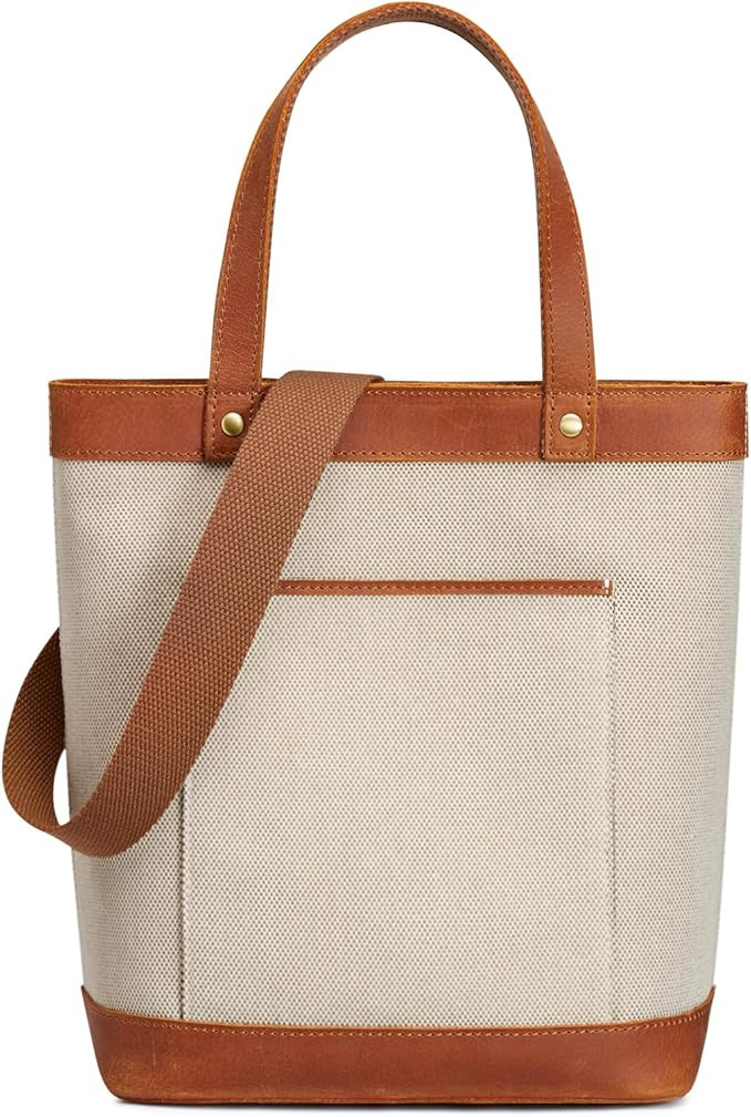 S-ZONE Canvas Leather Tote Bag for Women Designer Crossbody Handbag Satchel Shoulder Purses Top H... | Amazon (US)