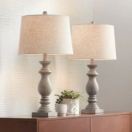 Regency Hill Patsy 26 1/2" Tall Candlestick Traditional Table Lamps Set of 2 WiFi Smart Socket White-Washed Wood Finish Living Room | Walmart (US)