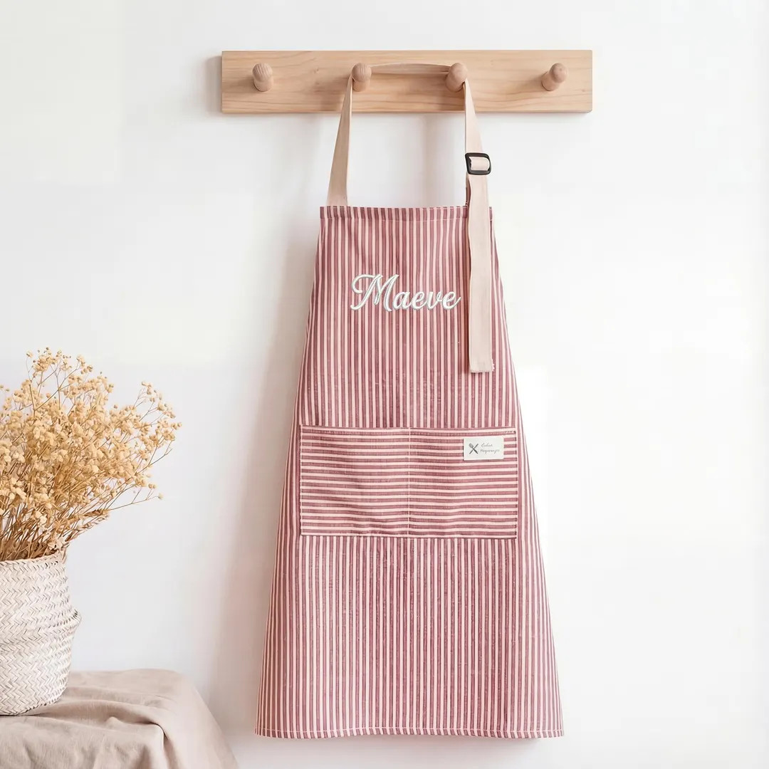 Personalized Apron for Women, Custom Striped Apron With Pockets, Embroidered Adult Baking Apron W... | Etsy (US)