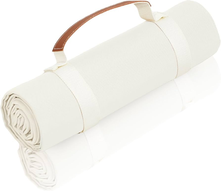 White Picnic Blanket & Beach Mat – Canvas, Machine Washable, Large 4’9” × 6’3” | Amazon (US)