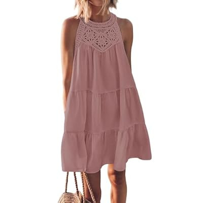 KIRUNDO Women Summer Halter Sundress 2026 Spring Casual Sleeveless Boho A Li… | Amazon (US)