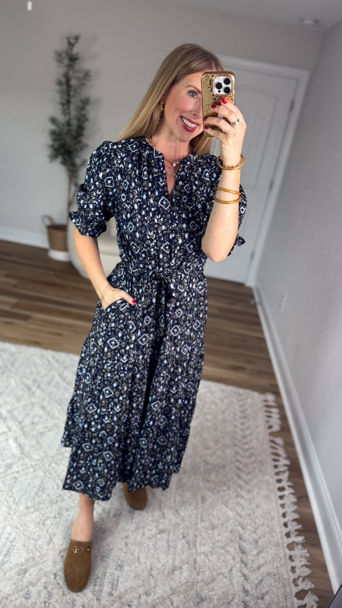 Weekend Walmart Wins try-on
Printed midi dress- small
