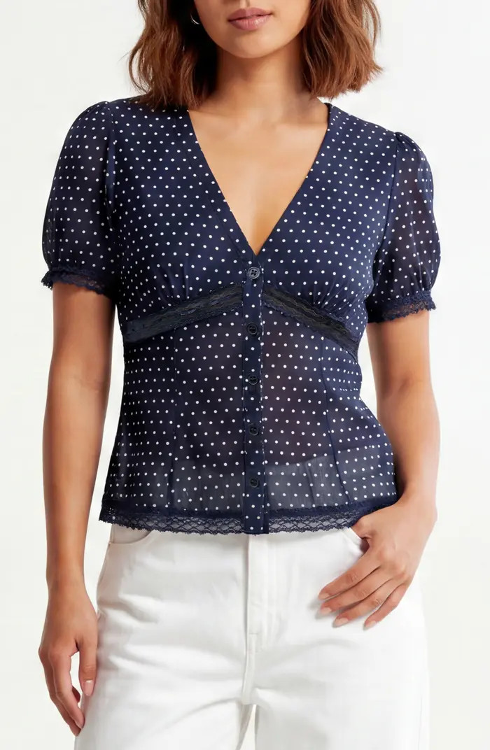 BY DESIGN Sammy Polka Dot Short Sleeve Top | Nordstromrack | Nordstrom Rack