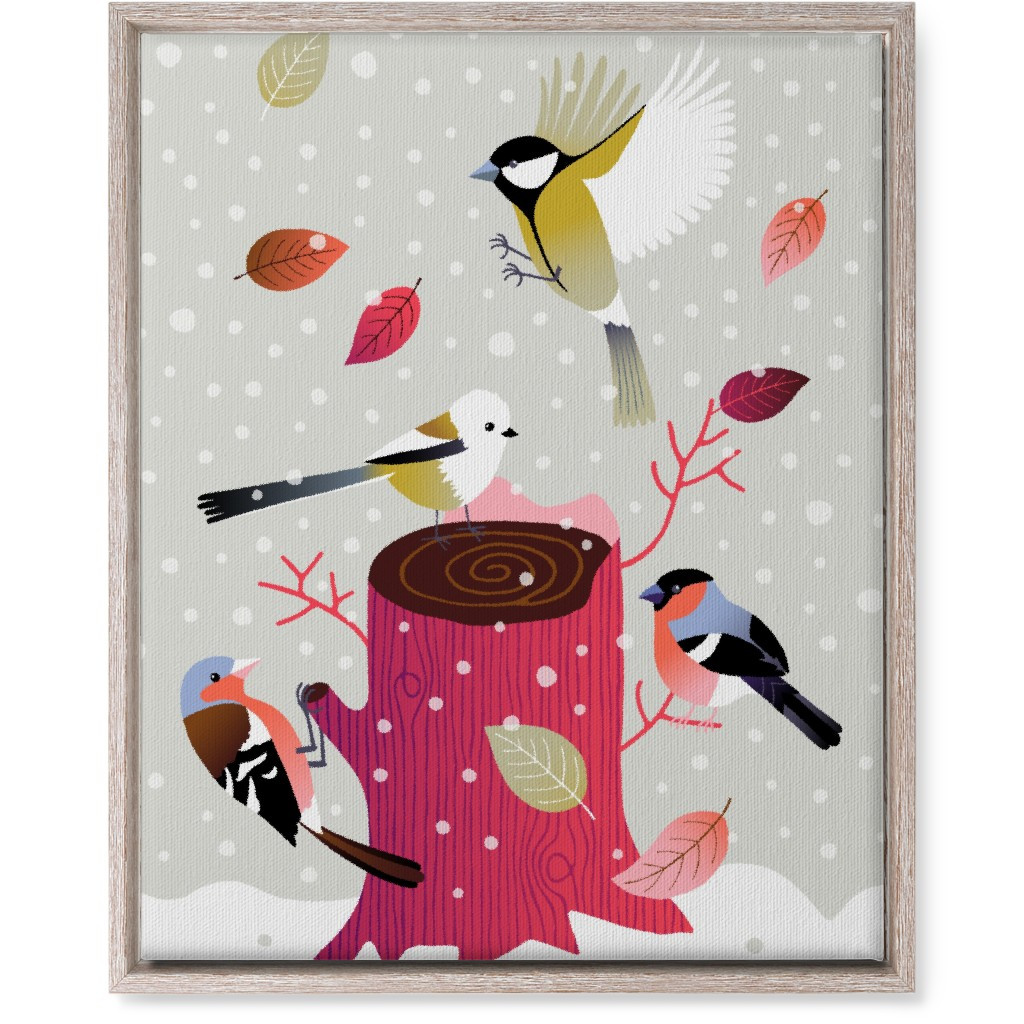 Winter Birds on Tree Stump - Red & Gray Wall Art | Shutterfly