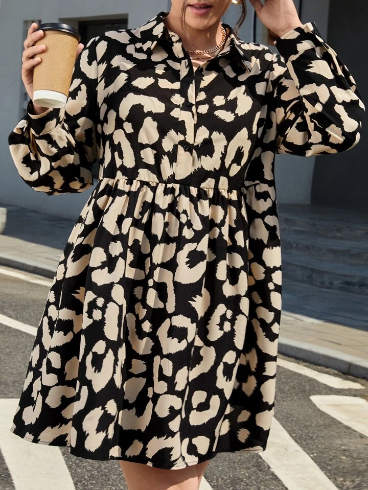 SHEIN Frenchy Plus Allover Print Button Front Dress | SHEIN