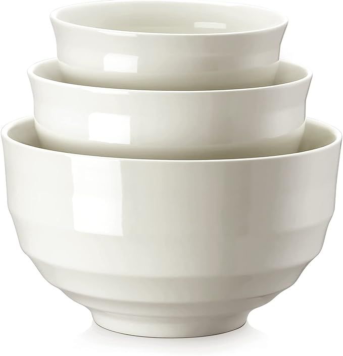 Amazon.com: DOWAN Ceramic Mixing Bowls for Kitchen, Size 3.5/1.9/1.2 Qt Large Serving Bowl Set, M... | Amazon (US)