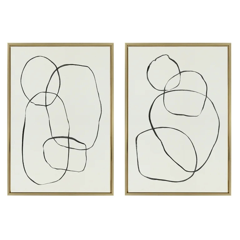 Sylvie Modern Circles and Going in Circles Linen Textured 23 in x 33 in Framed Painting Canvas Ar... | Walmart (US)