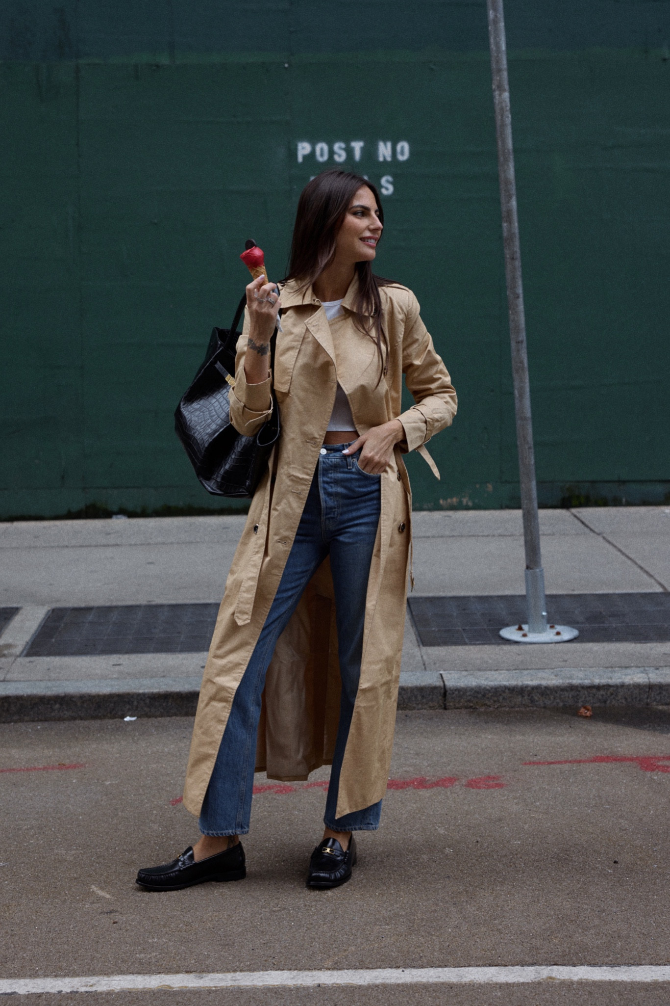 Between shows during NYFW I tried to find some time to enjoy the city and a nice ice cream 🍦 Weather was hot but stormy so I threw on this fab trench and a pair of loafers. The bag is my current obsession and travel companion! 

#LTKtravel #LTKitbag #LTKstyletip
