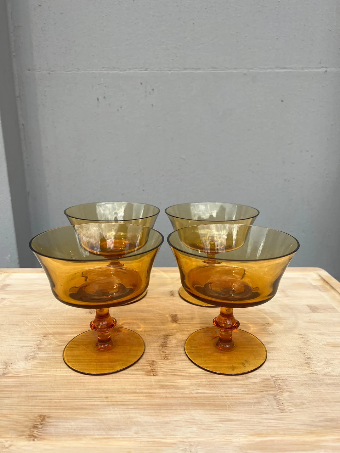 Set of 4 Amber Sherbet Vintage Glasses - Etsy | Etsy (US)