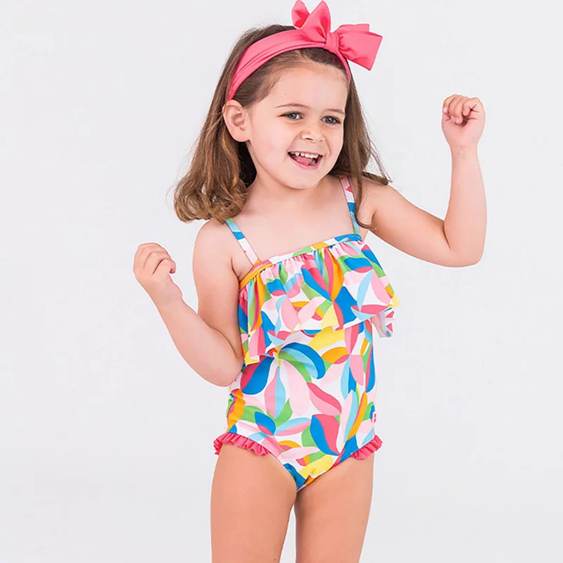 RuffleButts Girls' Tropical Ruffle One-Piece Swimsuit | Academy Sports + Outdoors
