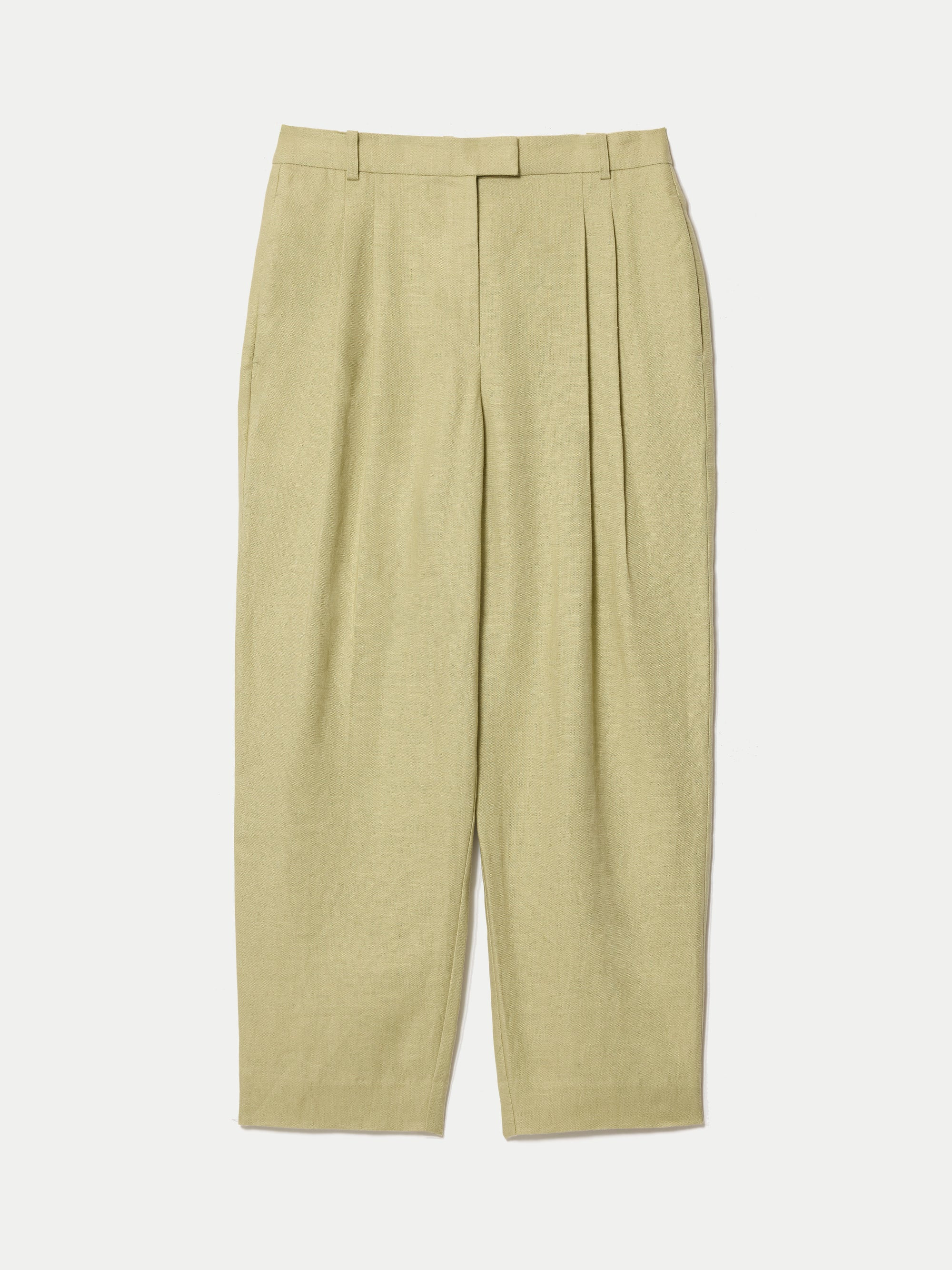 Linen Pleat Tapered Trouser | Green | Jigsaw (UK)