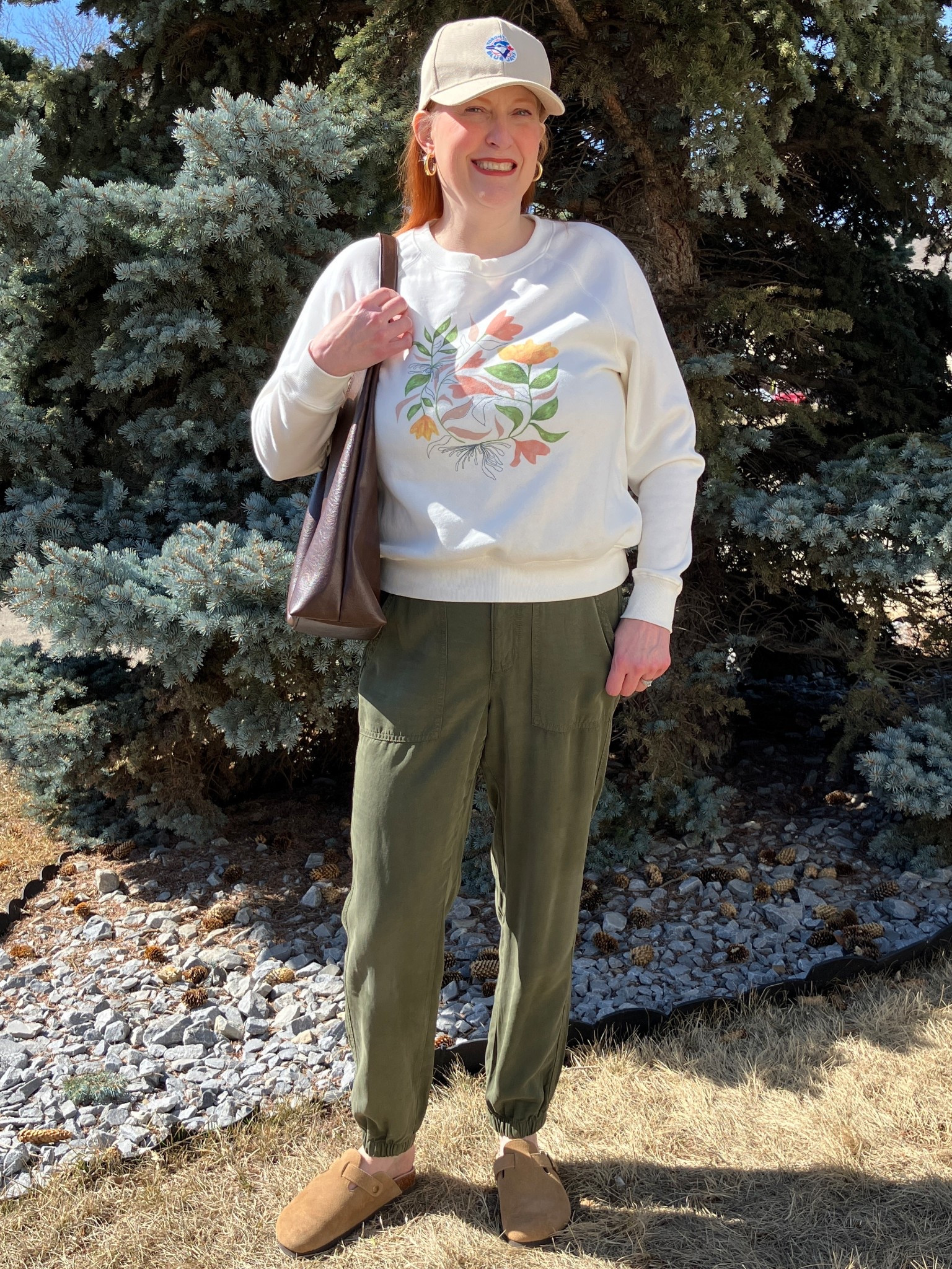 When Smokey sings, I think of weekend things! And this look is the perfect Mom uniform. It’s comfy, I’m supporting my fav baseball team (Go Jays!), and did I mention it’s so comfy! It’s an easy outfit formula to follow. Get your fav sweatshirt, pair it with some olive joggers, grab your fav team’s cap, and big bag to hold all your stuff, and comfy clogs. And you my friend are ready to attack this weekend whether you are lounging about or getting stuff done! Canadians click on the first links to shop, and Americans click on the second links to shop. If there’s only one link then you can shop it in your own country. And remember, trendy doesn’t have to be expensive! Bye!

#LTKOver40 #LTKootd #LTKmomlife
