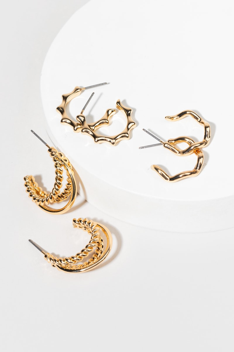 Joann Golden Hoop Earring Set | Francesca's