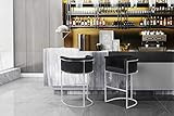 Iconic Home Finley Bar Stool Chair Velvet Upholstered Rolled Shelter Arm Design Half-Moon Chrometone | Amazon (US)