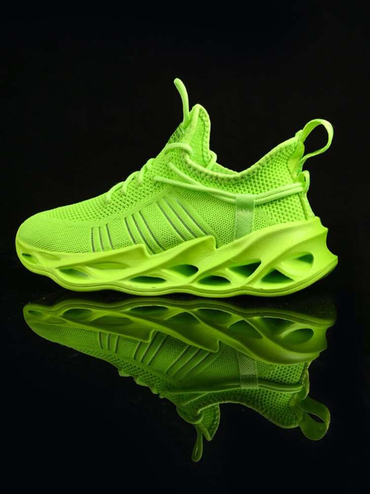 Men Neon-green Lace-up Front Running Shoes | SHEIN