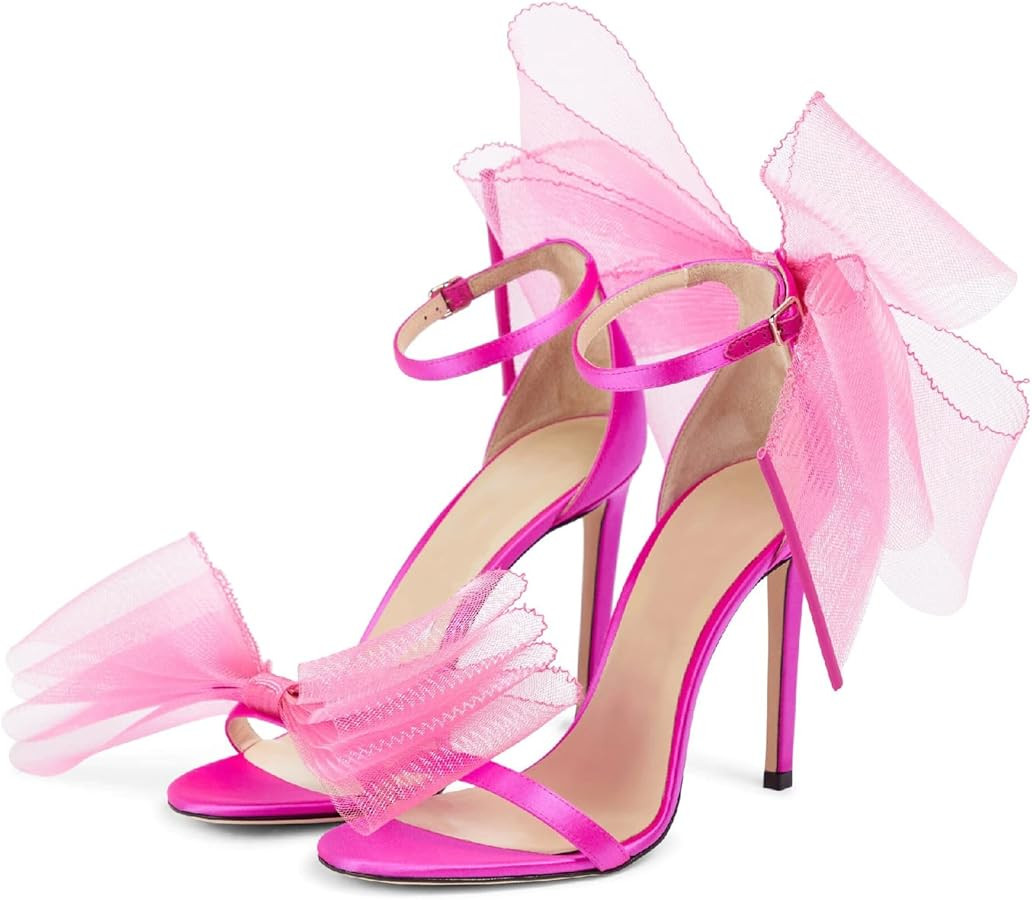 Vertundy Women's Bow Stiletto High Heeled Sandals Dress Wedding Party Shoes For Ladies | Amazon (US)
