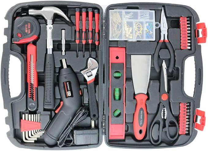 Small Home Tool Kit included Battery Screwdriver Cordless Women's Tool Kit with Case-SAVWAY P7994... | Amazon (US)
