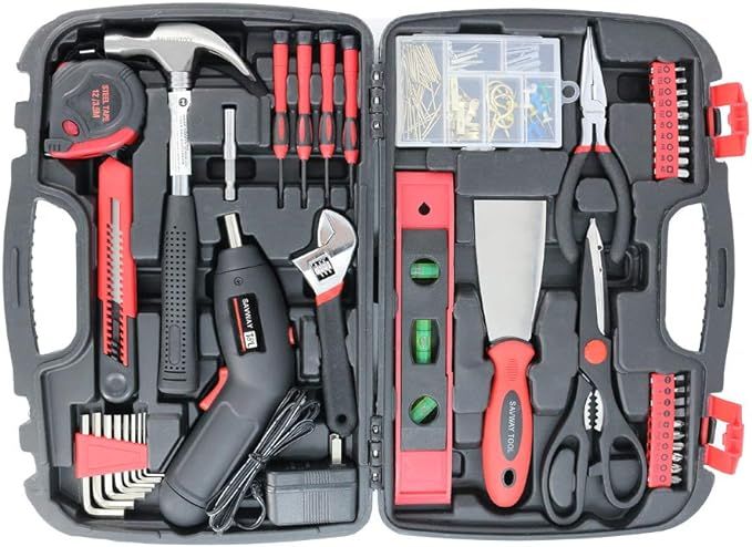 Small Home Tool Kit included Battery Screwdriver Cordless Women's Tool Kit with Case-SAVWAY P7994... | Amazon (US)