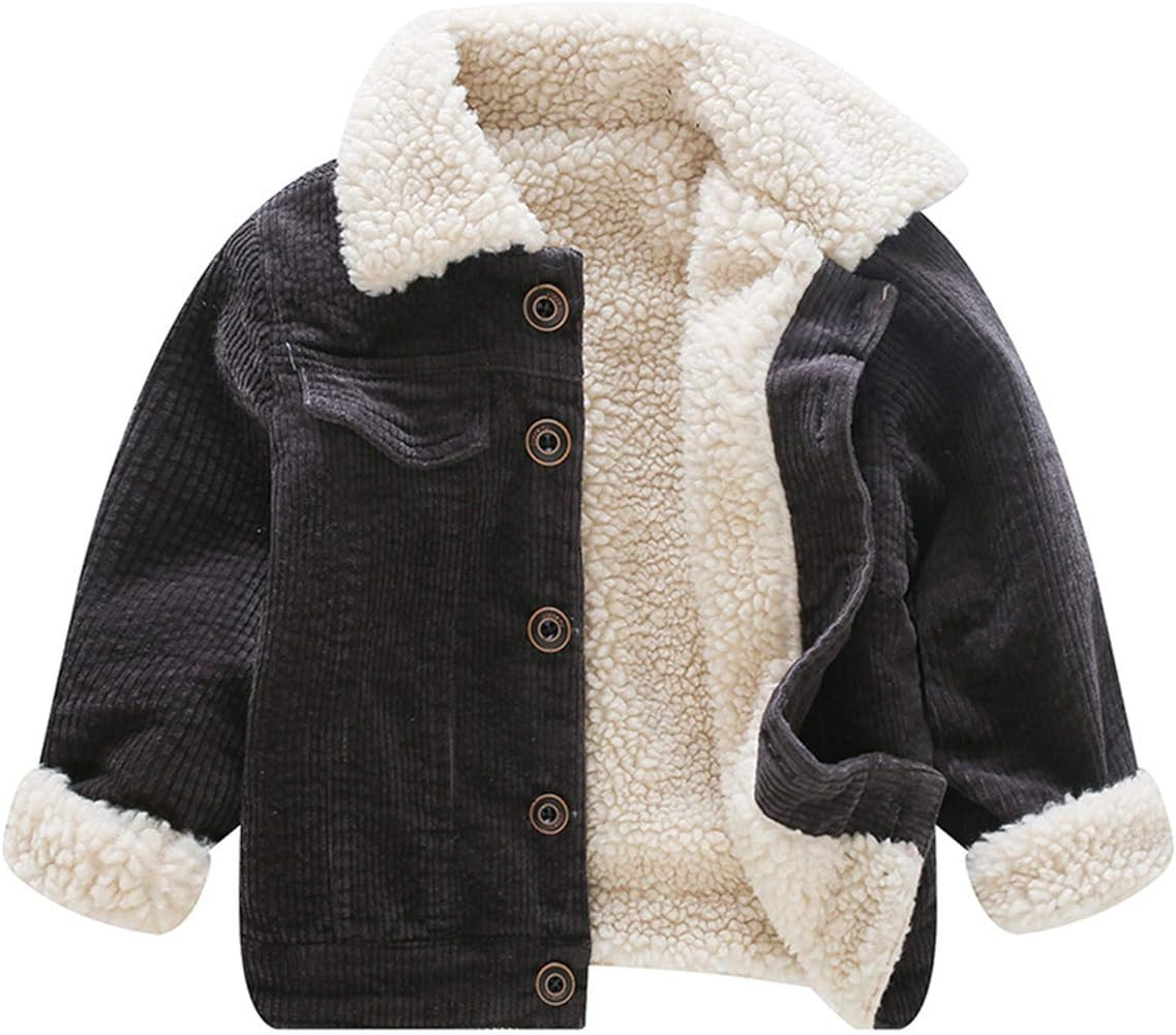 Moru Toddler Boy Winter Corduroy Jacket Baby Girl Fall Sherpa Lined Outwear Coat | Amazon (US)