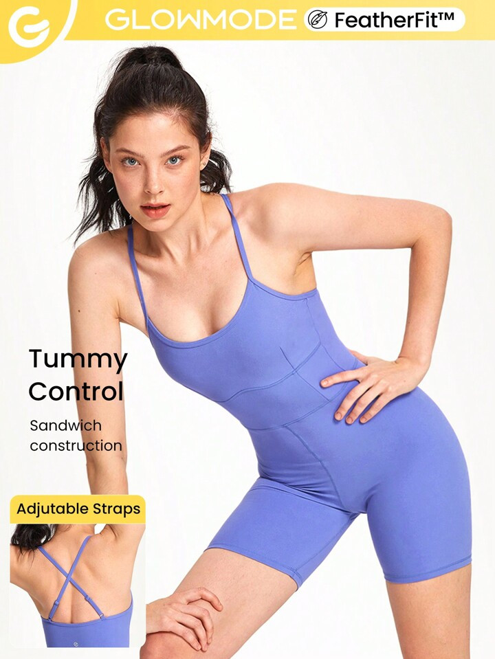 GLOWMODE 8" FeatherFit™ Sports Romper | SHEIN