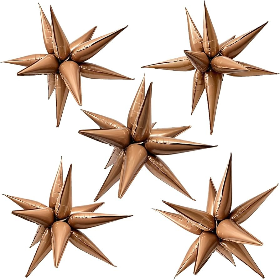 6Pcs Brown Star Balloons Boho Birthday Decorations Explosion Mylar Balloons | Amazon (US)