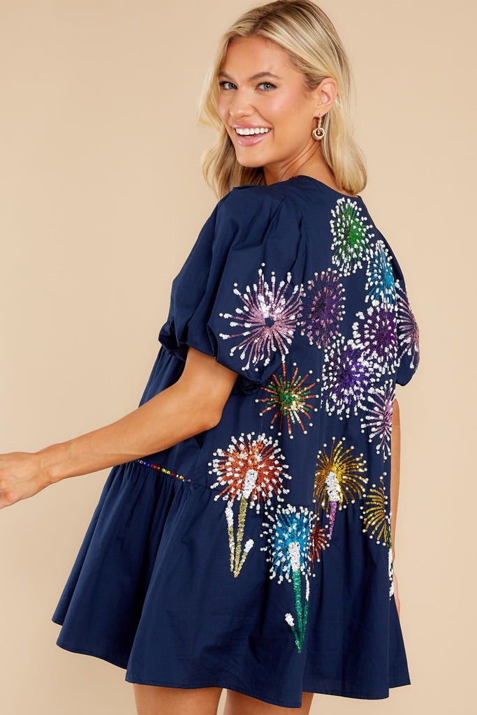 Baby You're A Firework Back Navy Dress | Red Dress 