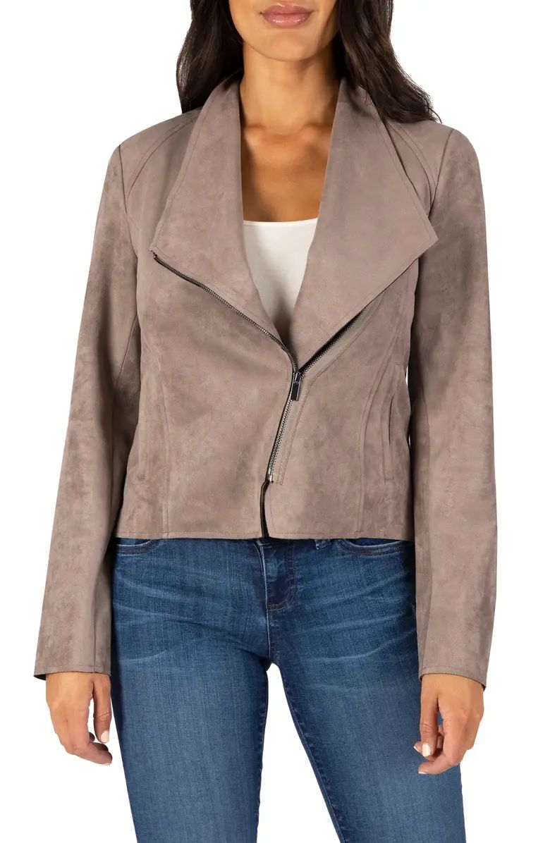 Carina Faux Suede Drape Moto Jacket | Nordstrom