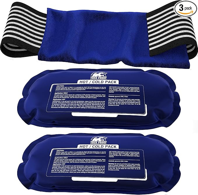 Ice Packs for Injuries Reusable (3-Piece Set) – Hot and Cold Ice Pack Therapy Gel Wrap Support ... | Amazon (US)
