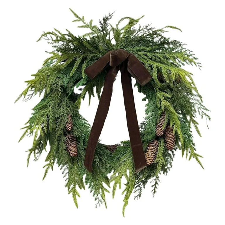 Evergreen Natural Feel Norfolk Artificial Christmas Wreath, Green, 20", by My_Texas_House | Walmart (US)