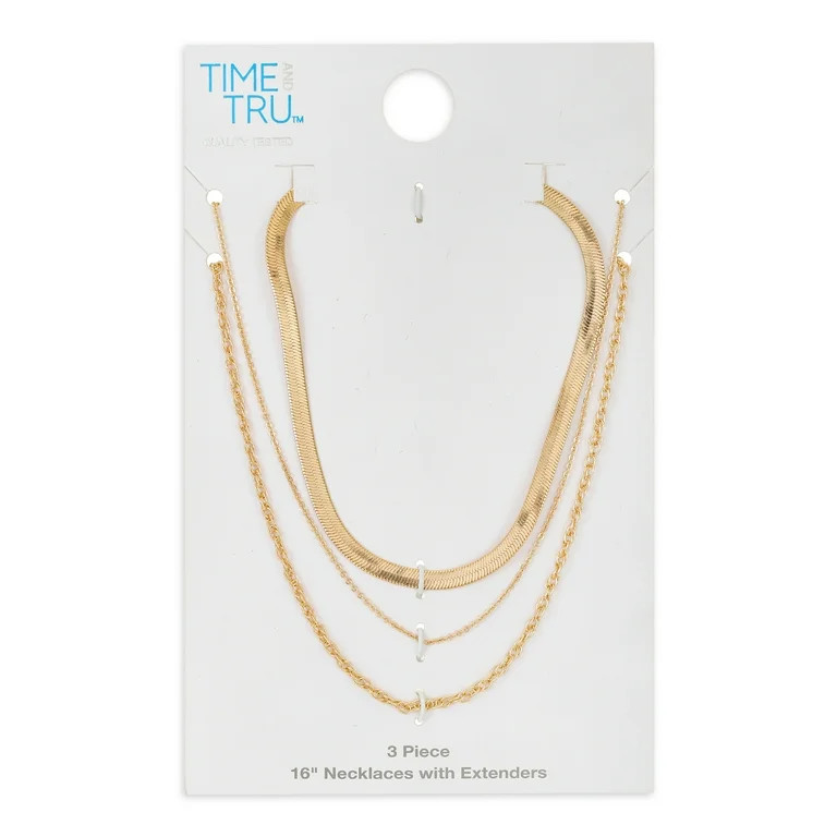 Women's Gold Chain Necklace Set, 3 Pieces | Walmart (US)