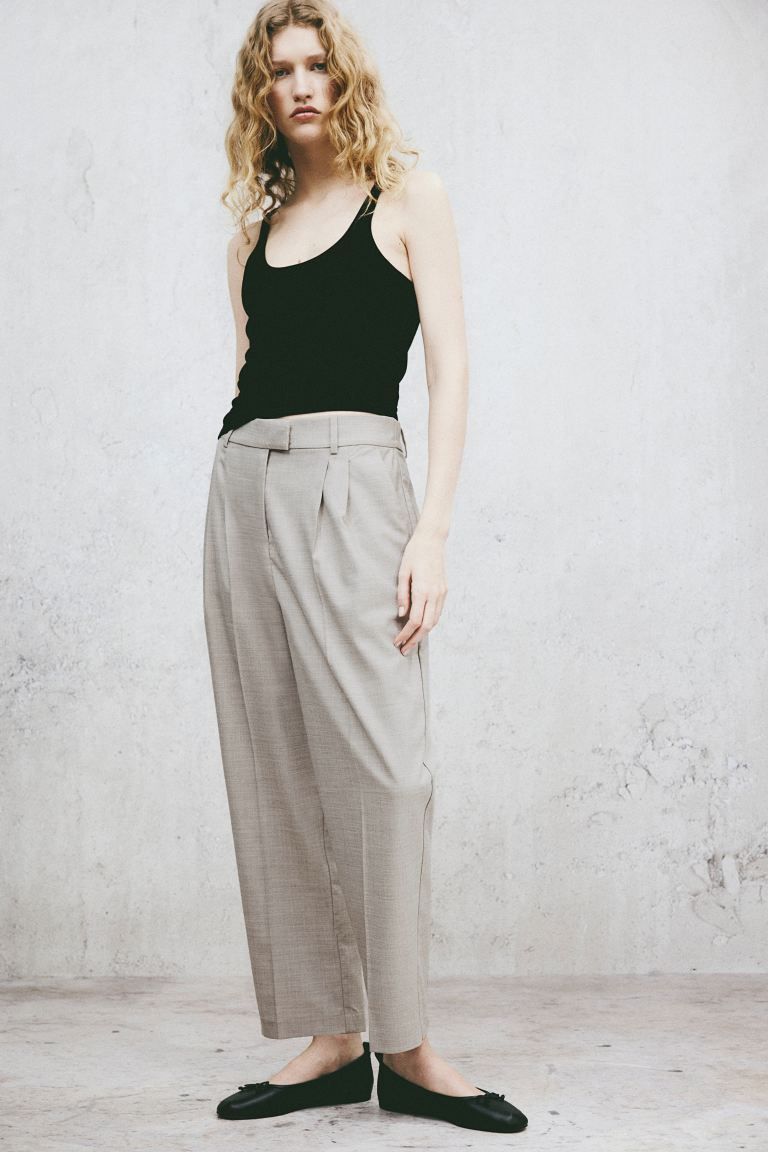 Ankle-length trousers - Light greige - Ladies | H&M GB | H&M (UK, MY, IN, SG, PH, TW, HK)