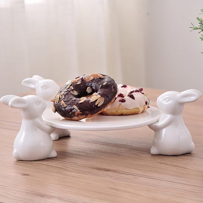 Binoster Easter Bunny Cake Stand,Ceramic Rabbit Easter Decor,Cake Stands for Party,Wedding Cake S... | Amazon (US)