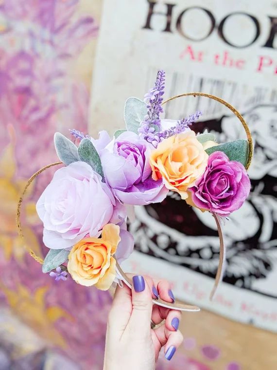 Rapunzel Inspired Lost Princess // Purple Minnie Mouse Floral Wire Ears // Epcot Flower and Garde... | Etsy (US)