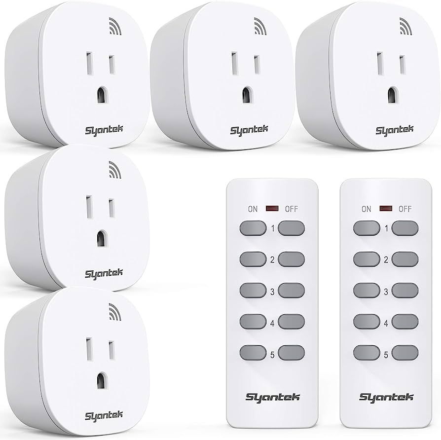 Syantek Remote Control Outlet Wireless Light Switch for Household Appliances, Expandable Remote L... | Amazon (US)