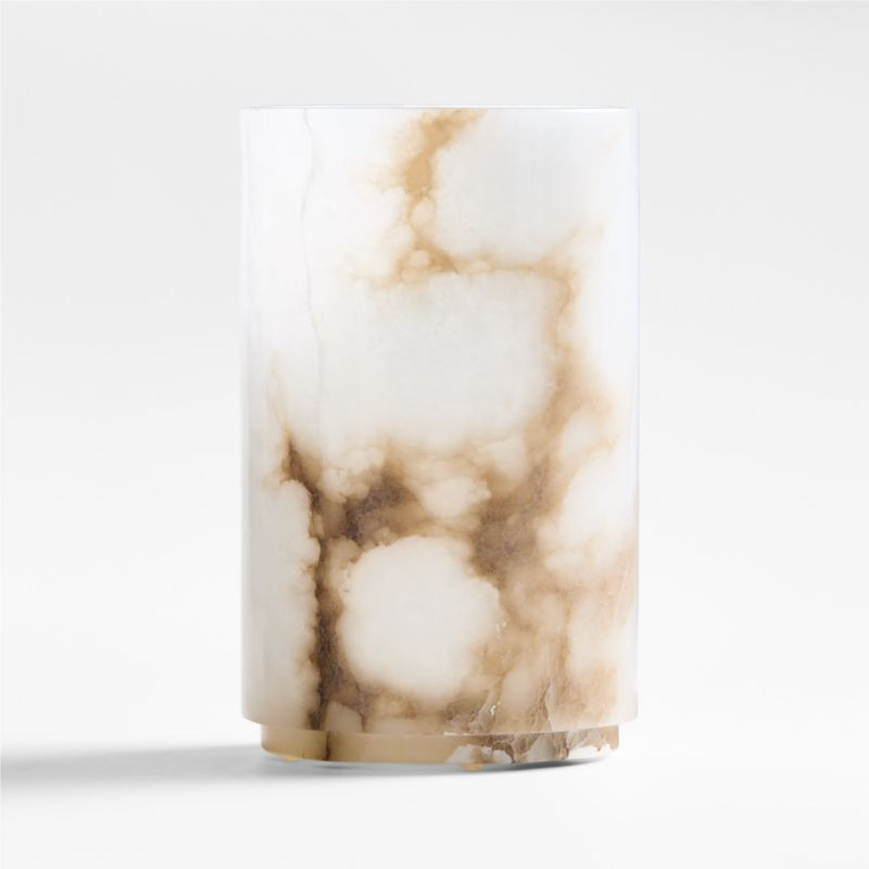 Large Alabaster Hurricane Pillar Candle Holder | Crate & Barrel | Crate & Barrel